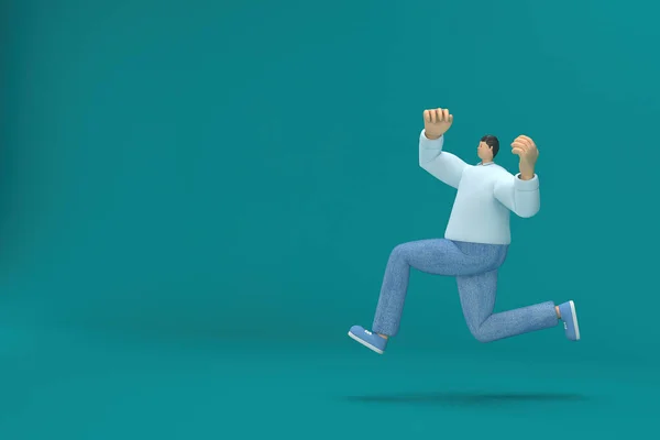 Cartoon Character Wearing Jeans Long Shirt Running Rendering Acting — 스톡 사진