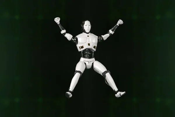 Футуристические Мировые Роботы Бегут Презентация Технологии Роботами Рендеринг Робота — стоковое фото