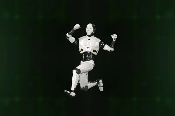 Футуристические Мировые Роботы Бегут Презентация Технологии Роботами Рендеринг Робота — стоковое фото