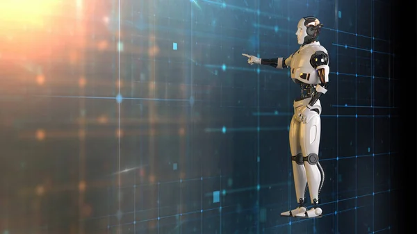 Futurystyczne Roboty Świata Działają Prezentacja Technologii Robotami Działanie Renderowania Robota — Zdjęcie stockowe