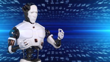 Gelecek için robot bilimi ve yapay zeka. 3B görüntüleme.