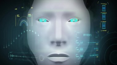 Gelecek için robot bilimi ve yapay zeka. 3B görüntüleme.