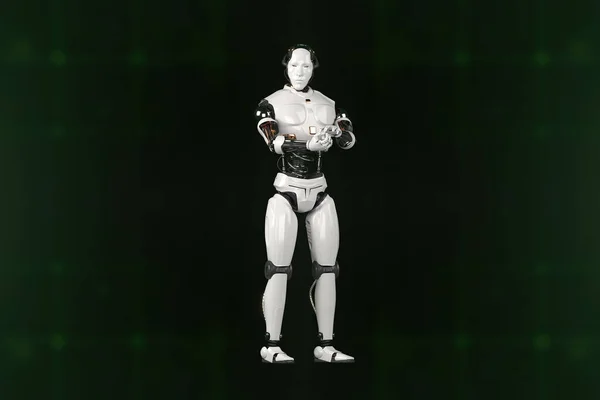 Rendering Mechanical Minds Robot Mezzo Una Rete Algoritmi Complessi Decifrando — Foto Stock