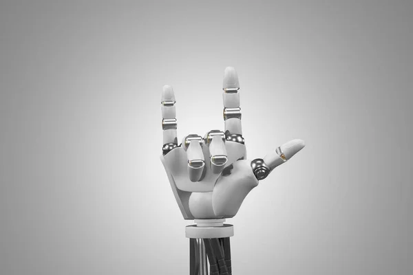 Discover Robotic Hand Intricate Design White Backdrop Paving Way New — Stock Photo, Image