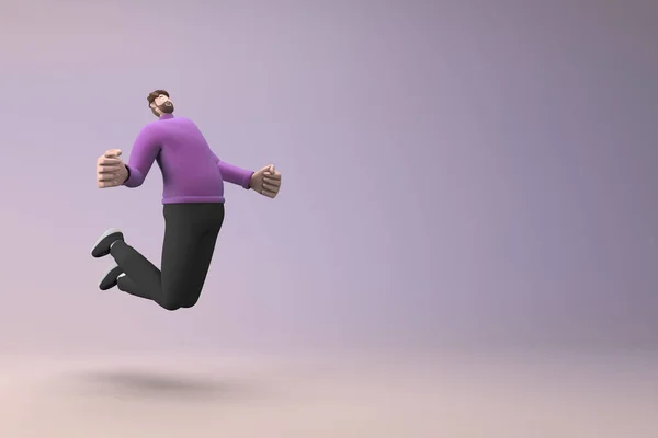 Los Hombres Con Ropa Casual Están Saltando Representación Personajes Dibujos — Foto de Stock