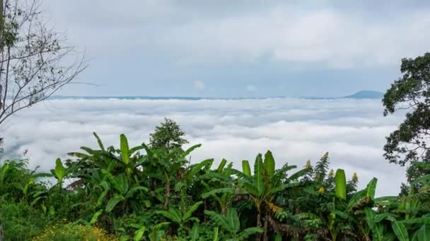 石斑头云的运动与雾的运动 泰国费查邦省卡霍烈士纪念碑 — 图库视频影像
