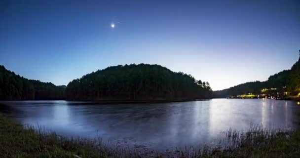 Timelapse Day Night Vede Tramontare Luna Lattea Oltre Orizzonte Pang — Video Stock