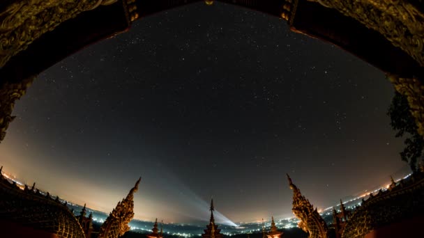 Stjärnorörelse Tagen Från Wat Phra Doi Phrachan Lampang Thailand — Stockvideo