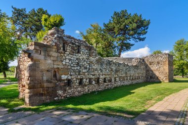 Pirot, Sırbistan - 27 Ağustos 2022: Sırbistan 'ın Pirot kentinde bulunan Antik Momcilov Grad kalesi. Tarihi Pirot Kalesi, Güney ve Doğu Sırbistan Harabeleri 'nin dışında