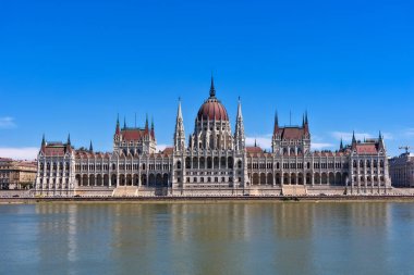 Budapest, Hungary - July 04, 2022: View of Hungarian Parliament Building, Royal Palace and Danube river.