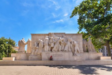 Budapest, Hungary - July 04, 2022: Kossuth Memorial near the Hungarian Parliament. Kossuth Lajos Monument
