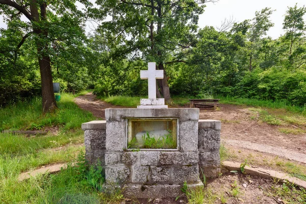 セルビア ソフト2023年6月11日白い石の上のコストゥルニカ記念碑 ベオグラード近郊のコスマージ山第一次世界大戦記念碑 — ストック写真