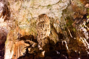 Postojna, Slovenya - 27 Haziran 2023: Slovenya 'nın en çok ziyaret edilen mağarası olan Postojna mağarasını keşfetmek. Binlerce dikit ve sarkıt.