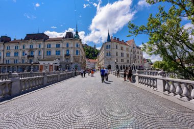 Ljubljana, Slovenya - 27 Haziran 2023: Preseren Meydanı, Ljubljana, Slovenya 