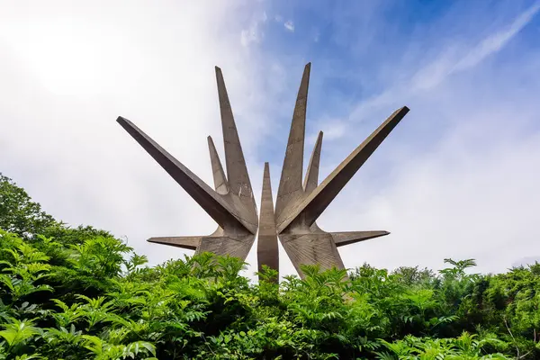 stock image Sopot, Serbia - June 11, 2023: Kosmaj monument in the Kosmaj mountains. Monument to the Fallen Soldiers of the Kosmaj Partisan Detachment, Kosmaj mountain near Belgrade, Serbia