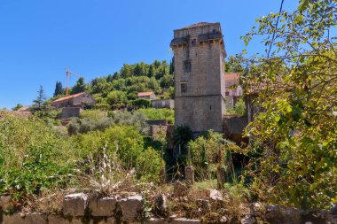 Sudjuradj, Hırvatistan - 09 Ağustos 2023: Dubrovnik, Adriyatik denizi yakınlarındaki Sipan Adası, Sudjuradj köyü, Hırvatistan