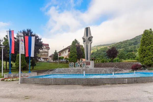 Foca, Bosna-Hersek - 01 Ağustos 2023: Bosna-Hersek 'teki Foca Şehri' nin güzel manzarası.