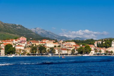 Mlini, Hırvatistan - 09 Ağustos 2023: Hırvatistan 'da Mlini' nin deniz manzarası