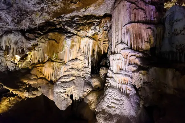 Explorando Bela Caverna Postojna Eslovênia Caverna Europeia Mais Visitada Milhares Fotografias De Stock Royalty-Free
