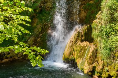 Veliki Buk in Lisine, Serbia. Waterfall in deep forest