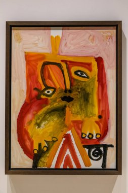 Malaga, İspanya - 06 Ağustos 2024: Pablo Picasso Müzesi, Malaga, İspanya. İspanya 'nın Malaga kentindeki Picasso müzesini ziyaret ediyorum. Picasso Müzesi 'nden sanat resimleri.