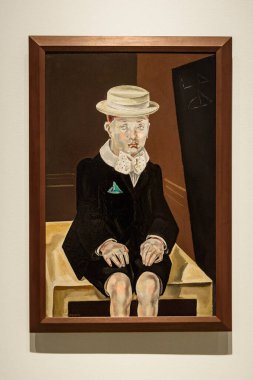 Malaga, İspanya - 06 Ağustos 2024: Pablo Picasso Müzesi, Malaga, İspanya. İspanya 'nın Malaga kentindeki Picasso müzesini ziyaret ediyorum. Picasso Müzesi 'nden sanat resimleri.