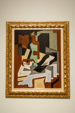 Malaga, İspanya - 06 Ağustos 2024: Pablo Picasso Müzesi, Malaga, İspanya. İspanya 'nın Malaga kentindeki Picasso müzesini ziyaret ediyorum. Picasso Müzesi 'nden sanat resimleri.