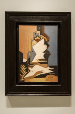 Malaga, İspanya - 06 Ağustos 2024: Pablo Picasso Müzesi, Malaga, İspanya. İspanya 'nın Malaga kentindeki Picasso müzesini ziyaret ediyorum. Picasso Müzesi 'nden sanat resimleri.