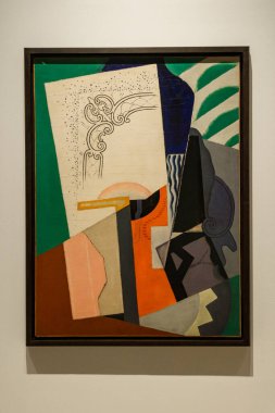 Malaga, İspanya - 06 Ağustos 2024: Pablo Picasso Müzesi, Malaga, İspanya. İspanya 'nın Malaga kentindeki Picasso müzesini ziyaret ediyorum. Picasso Müzesi 'nden sanat resimleri.