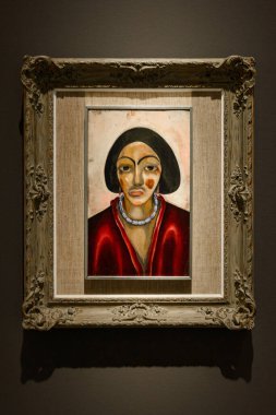 Malaga, İspanya - 06 Ağustos 2024: Pablo Picasso Müzesi, Malaga, İspanya. İspanya 'nın Malaga kentindeki Picasso müzesini ziyaret ediyorum. Picasso Müzesi 'nden sanat resimleri.