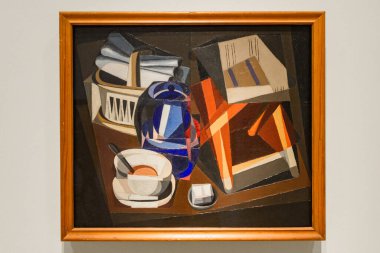 Malaga, İspanya - 06 Ağustos 2024: Pablo Picasso Müzesi, Malaga, İspanya. İspanya 'nın Malaga kentindeki Picasso müzesini ziyaret ediyorum. Picasso Müzesi 'nden sanat resimleri.