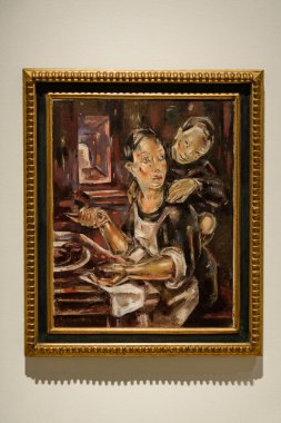 Malaga, İspanya - 06 Ağustos 2024: Pablo Picasso Müzesi, Malaga, İspanya. İspanya 'nın Malaga kentindeki Picasso müzesini ziyaret ediyorum. Picasso Müzesi 'nden sanat resimleri.