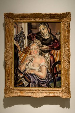 Malaga, İspanya - 06 Ağustos 2024: Pablo Picasso Müzesi, Malaga, İspanya. İspanya 'nın Malaga kentindeki Picasso müzesini ziyaret ediyorum. Picasso Müzesi 'nden sanat resimleri.