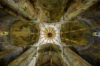 Fruska gora, Sırbistan - 25 Mayıs 2025: Bir Sırp Ortodoks manastırının Novo Hopovo Manastırının İçi.