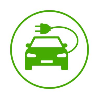 Electric car icon. Environmentally friendly electric auto vehicle concept. Vector illustration. Charging station,