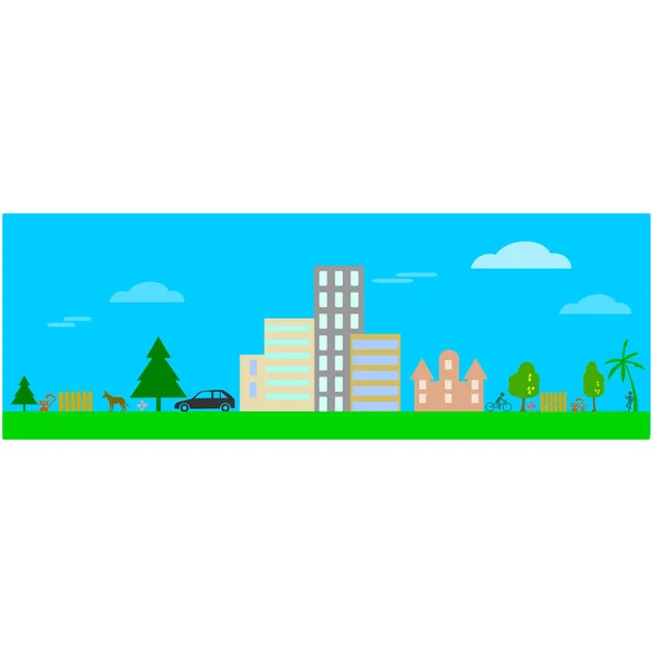 都市ビューのベクトルイラスト 産業背景ベクトル画像未来の都市ベクトル 近代的な建物や郊外と都市景観 — ストックベクタ