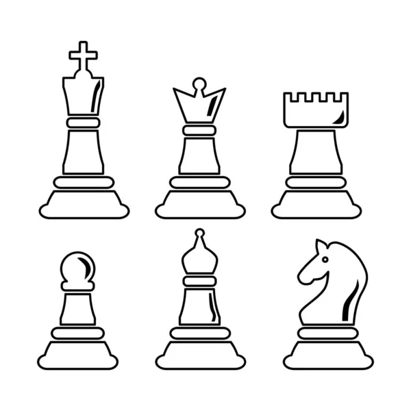 Schachikonen Silhouetten Von Schachfiguren Vektorillustration — Stockvektor