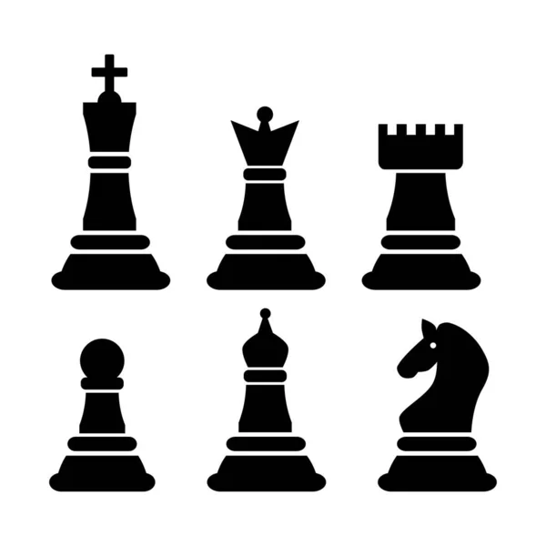 Schachikonen Silhouetten Von Schachfiguren Vektorillustration — Stockvektor