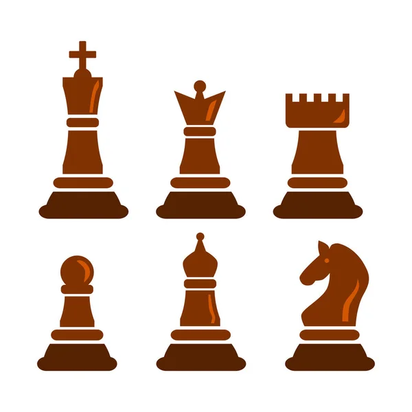 Набор Шахматных Икон Силуэты Шахматных Фигур Векторная Иллюстрация — стоковый вектор