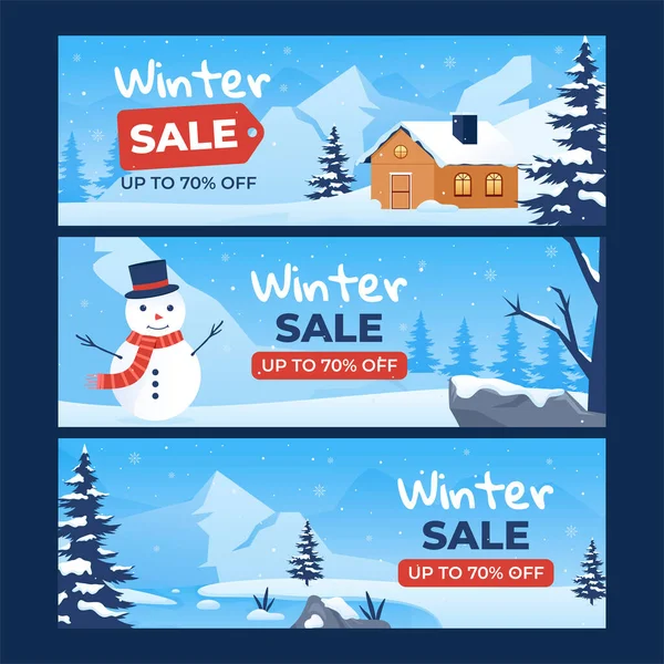 Handgezeichnete Winter Sale Banner Kollektion — Stockvektor