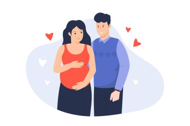 Young couple expecting a child birth. Illustration for websites, landing pages, mobile apps, posters and banners. Trendy flat vector illustration