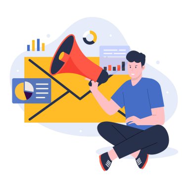 Flat design of email marketing strategy.