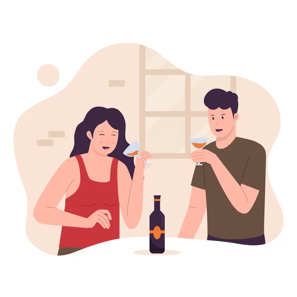 Concepto Vectorial Hombres Mujeres Bebiendo Cerveza Juntos Ilustración Para Sitios — Vector de stock