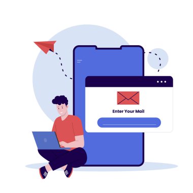 Enter your mail for for 2 step verification illustration concept. Illustration for websites, landing pages, mobile apps, posters and banners. Trendy flat vector illustration clipart