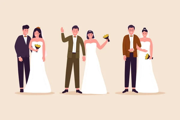 Bir Çift Düğün Karikatürü Web Sitesi Için Resim Iniş Sayfası — Stok Vektör