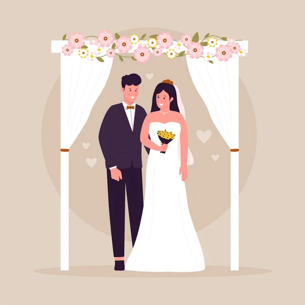 Evlilik Çifti Vektör Konsepti Web Sitesi Için Resim Iniş Sayfası — Stok Vektör