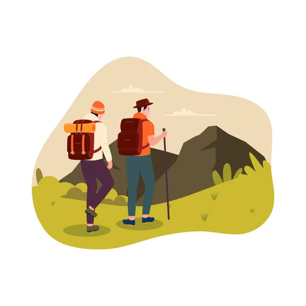 Senderismo Trekking Hiker Ilustración Concepto Diseño Ilustración Para Sitio Web — Vector de stock
