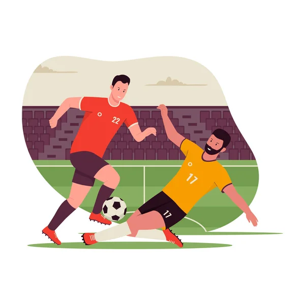 Diseño Plano Jugadores Fútbol Duelo Jugadores Fútbol Ilustración Para Sitio — Vector de stock