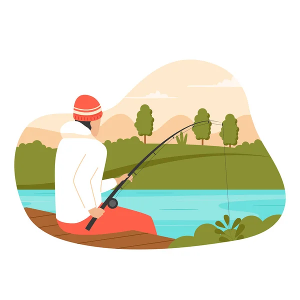 Ilustración Del Concepto Pesca Ilustración Para Sitios Web Landing Pages — Vector de stock
