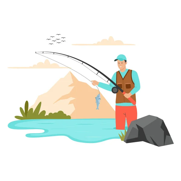 Fishing Concept Illustration Illustration Websites Landing Pages Mobile Apps Posters — Stock Vector